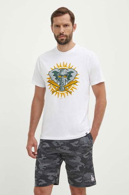 47 Brand Tricou Din Bumbac MLB Oakland Athletics Barbati, Culoarea Alb, Cu Imprimeu, BC018TEMECH615133WW