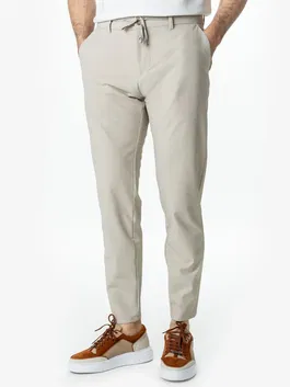 Pantaloni City Flexo Cu Snur Barbati Crem Din SpandeX BMan598