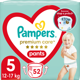 Scutece-chilotel Pampers Premium Care Pants Mega Box Marimea 5, 12-17 kg, 52 buc