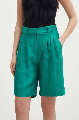La Petite Française Pantaloni Scurți Din Amestec De In SAVOUREUX Culoarea Verde, Neted, High Waist