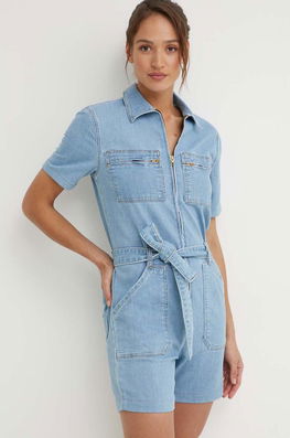 La Petite Française Salopeta Jeans CAPUCINE Cu Guler Albastru