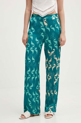 La Petite Française Pantaloni POUDRE Femei, Culoarea Turcoaz, Lat, High Waist