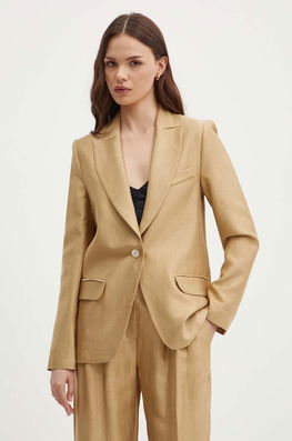 La Petite Française Blazer Din Amestec De In VOYANTE Culoarea Bej, Un Singur Rand De Nasturi, Neted