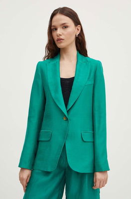 La Petite Française Blazer Din Amestec De In VOYANTE Culoarea Verde, Un Singur Rand De Nasturi, Neted