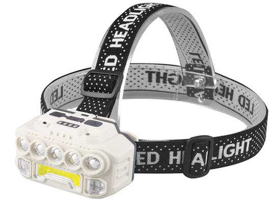 Lanterna de cap HX 817S cu 5 LED + COB si led rosu/albastru