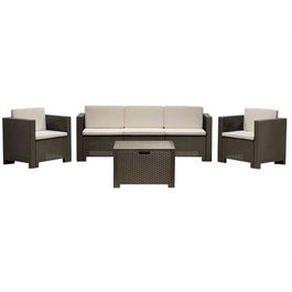 Set mobilier gradina Colorado, canapea 3 locuri, 2 fotolii, masuta cu depozitare, perne incluse
