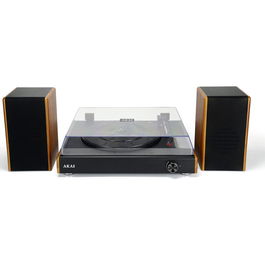 Pick-up stereo Akai ATT-240SP cu difuzoare externe, 20 W, Bluetooth, USB, Maro-Negru