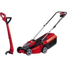 Set Masina de tuns gazon/iarba pe acumulator Einhell PXC GE-CM 18/30, 30 cm latime lucru + Trimmer pe acumulator pentru tuns gazon/iarba Einhell Power X-Change GC-CT 18/24 Li, 24 mm diametru lucru, 1 acumulator 18 V 3.0 Ah, incarcator rapid