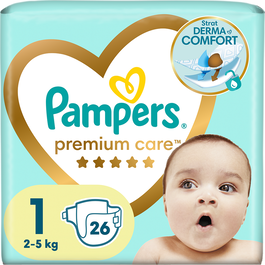 Scutece Pampers Premium Care Marimea 1, Nou Nascut, 2-5 kg, 26 buc