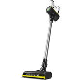 Aspirator vertical Karcher VC 6 Cordless ourFamily Battery Plus, 1.198-677.0, 250W, 2 trepte de viteza , 25,2 V, 2,5 Ah, 800 ml , Filtru HEPA 12, Baterie 25,2 V / 2,5 Ah (2 bucati), Duza universala mare cu LED pentru podele, Suport de perete, Alb/Negru