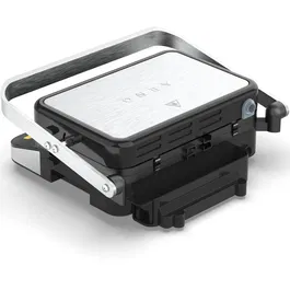 Gratar electric Aeno AEG0005, 2000 W, 6 programe automate, placi cu doua fete 320x220 mm, unghi de deschidere de pana la 180, functie dezghetare, afisaj led, control tactil, temperatura maxima 230°C, tava de scurgere ulei inclusa
