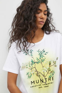 MUNTHE Tricou Din Bumbac Femei, Culoarea Alb