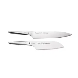 Set 2 cutite Type 301 by F.A. Porsche CHROMA, Cutit Santoku pentru feliat/tocat P-02 17,8 cm + Cutitul bucatarului P-01 24 cm, otel-inox 18/10