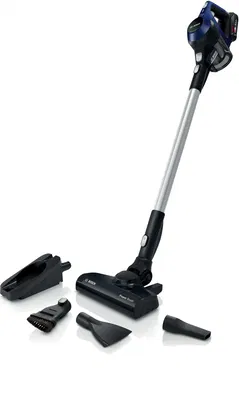 Aspirator vertical cu acumulatori Bosch BBS611MAT Seria 6, autonomie max 30 min, perie electrica AllFloor Power, sistem Easy Clean, Albastru