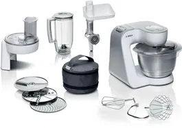 Robot de bucatarie Bosch MUM58231 Seria 4, 1000 W, Bol de 3,9 l, Blender, Mixare Planetara 3D, 7 trepte de viteza + Pulse, Alb
