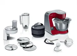 Robot de bucatarie Bosch MUM5X720 Seria 4, 1000 W, Bol de 3,9 l, Cantar integrat, Blender, Mixare Planetara 3D, 7 trepte de viteza + Pulse, Rosu