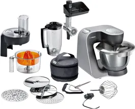 Robot de bucatarie Bosch MUM58M59 Seria 4, 1000 W, Bol de 3,9 l, Mixare Planetara 3D, 7 trepte de viteza + Pulse, Argintiu