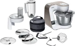 Robot de bucatarie Bosch MUM5XW20 Seria 4, 1000 W, Bol de 3,9 l, Cantar integrat, Mixare Planetara 3D, 7 trepte de viteza + Pulse, Maro