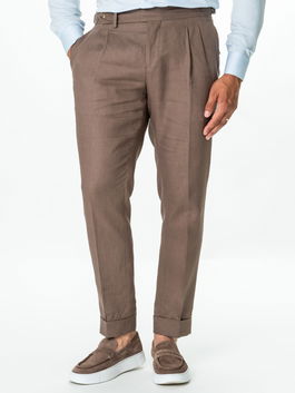 Pantaloni Cappuccino Cu Pense Barbati Gurkha In Natural Vitale Barberis BMan0013