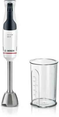 Mixer vertical Bosch MSM4W210 Seria 4, 600 W, ErgoMaster, Cuplaj ceramic, Control dinamic al puterii, Alb