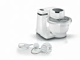 Robot de bucatarie Bosch MUMS2AW00 Seria 2, 700 W, Bol din plastic de 3.8 litri, Mixare Planetara 3D, 4 trepte de putere, Alb