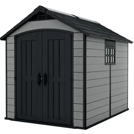 Casuta de gradina Premier 759 Keter, 228x287x252 cm, plastic, usa dubla, fereastra lateral-dreapta, gri