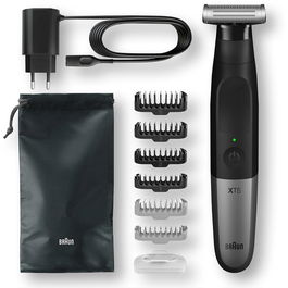 Aparat hibrid de barbierit si tuns barba Braun Series X XT5200 Wet&Dry, 5 piepteni, Negru/Argintiu