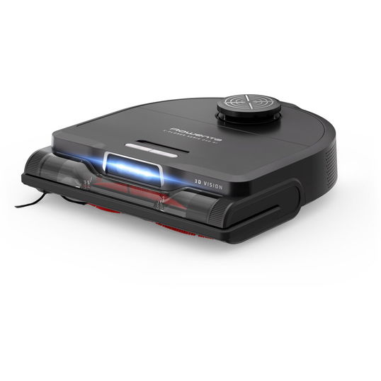 Aspirator robot Rowenta X-Plorer Serie 240 RR9675WH, aspirator si mop, autonomie 120 min, recipient praf 0.35L, statie de incarcare, sistem Smart Aqua Power, negru
