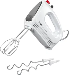 Mixer de mana Bosch MFQ22100, 375 W, 4 trepte de putere + functie turbo, Alb