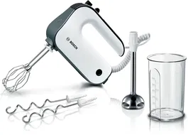 Mixer de mana Bosch MFQ49700, 850 W, 5 trepte de putere + functie turbo, Alb
