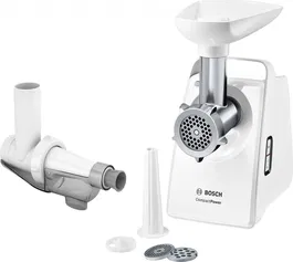 Masina de tocat Bosch MFW3X15W CompactPower, 2000 W, 2.5 kg/ min, buton reverse, 10 functii, Alb