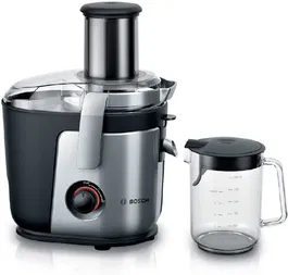 Storcator de fructe si legume Bosch MES4000, 1000 W, recipient suc 1.5 l, recipient pulpa 3 l, 2 viteze, Negru/Argintiu