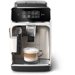 Espressor automat Philips seria 2300 EP2333/40, LatteGO, 4 tipuri de bauturi, ecran tactil intuitiv, tehnologie SilentBrew, Aplicatie HomeID, rasnita ceramica, negru/alb