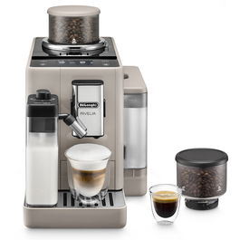 Espressor automat De’Longhi Rivelia EXAM 440.55.BG, 0132215474, 2 recipiente pentru boabe, Tehnologie Bean Adapt, carafa cu tehnologie LatteCrema Hot, 1450W, 19 bar, 1.4 l, Bej