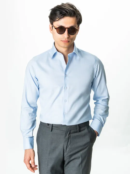 Camasa Barbati Albastru Bleu Bumbac Italian Monti Oxford No Iron BMan0054