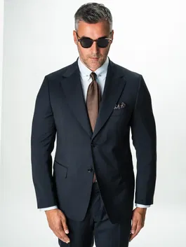 Costum Bleumarin Inchis Vara Barbati Lana Lanificio Cerruti Super110 BMan0002