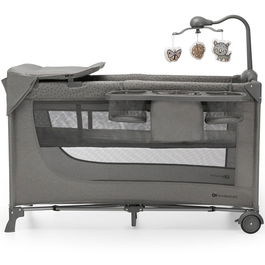 Patut de voiaj bebe cu accesorii, Kinderkraft Joy, dark grey