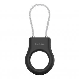 Suport securizat Belkin cu cablu metalic pentru AirTag Apple, Negru