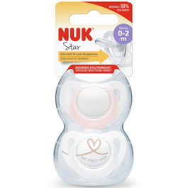 Set 2 suzete NUK STAR, SILICON, 0- 2luni, ROZ