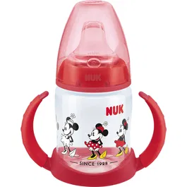 Biberon cu toarte, NUK, DISNEY, cu tetina de invatare, 150 ml, 6-18 luni, ROSU