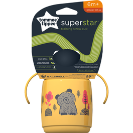 Cana cu pai si protectie BACSHIELD ™ Tommee Tippee, 300 ml, 6 luni +, Galben, 1 buc