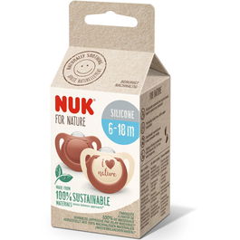 Suzeta de silicon NUK For Nature, rosu, 6-18 luni, 2 buc