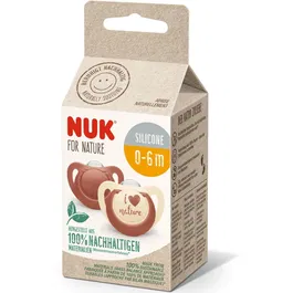 Suzeta de silicon NUK For Nature, rosu, 0-6 luni, 2 buc