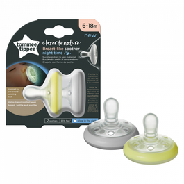 Suzeta de noapte Tommee Tippee Closer to Nature, 6 - 18 luni Breast like soother, 2 buc