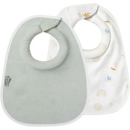 Bavete Tommee Tippee pentru hranirea cu lapte, confortabile, super moi si extra absorbante, reglabile si reversibile, material aprobat OEXO-TEX, pachet de 2 buc, alb/verde