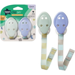Suport pentru suzete Tommee Tippee, 0 luni +, Verde/Mov, 2 buc