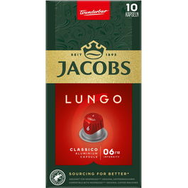Capsule cafea Jacobs Lungo Classico 6, compatibile Nespresso, 10 capsule, 52g