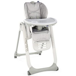 Scaun de masa pentru bebelusi Chicco Polly 2 Start, cu 4 roti, HAPPY SILVER 0 luni+