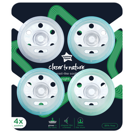 Suzeta de noapte Tommee Tippee Closer to Nature Breast like soother, 6-18 luni , Alb/Albastru, 4 buc