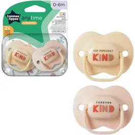 Suzeta Tommee Tippee Anytime, design ortodontic simetric, fara BPA, include cutie de sterilizare, 0-6 luni, 2 buc. Bej